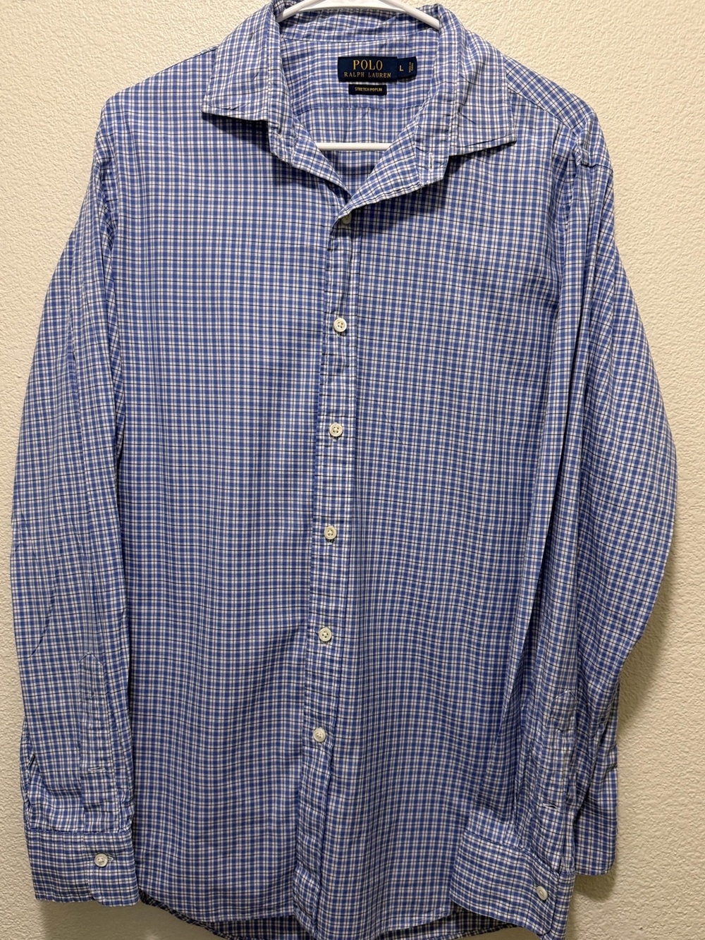 Polo Ralph Lauren blue white checkered long sleeve button up shirt